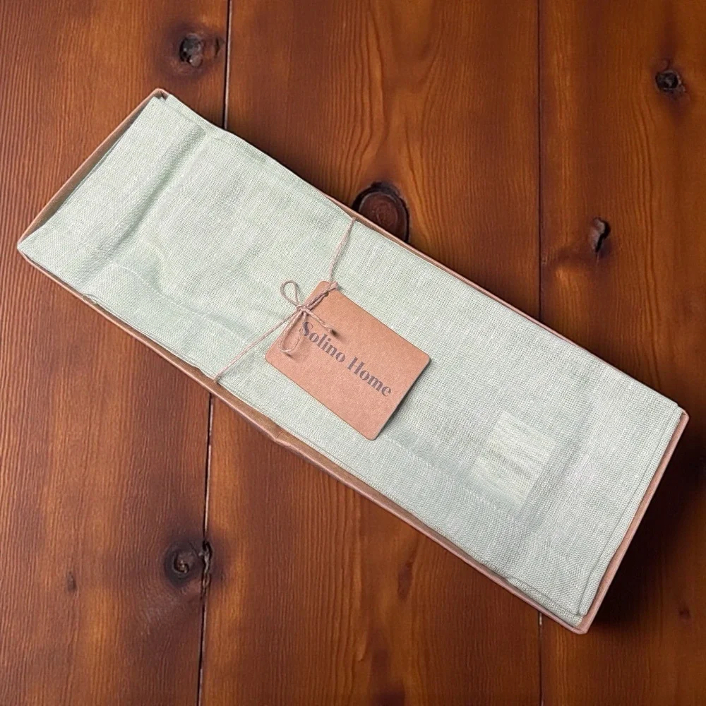 NWT Solino Home Linen Placemats Set of 4 Sage Green Hemstitch Table Mats